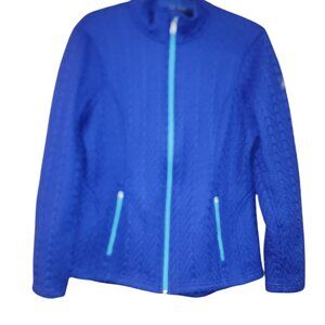 Spyder Women's Major Cable Stryke Jacket in royal blue with a full zip closure w